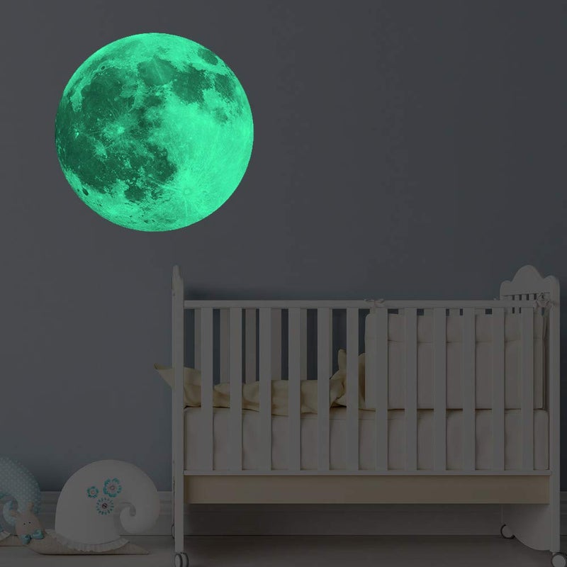 يويران ملصقات حائط Yuyeran Glow Moon ملصقات مضيئة على شكل قمر يتوهج في الظلام لتزيين غرفة الأطفال - Image 3